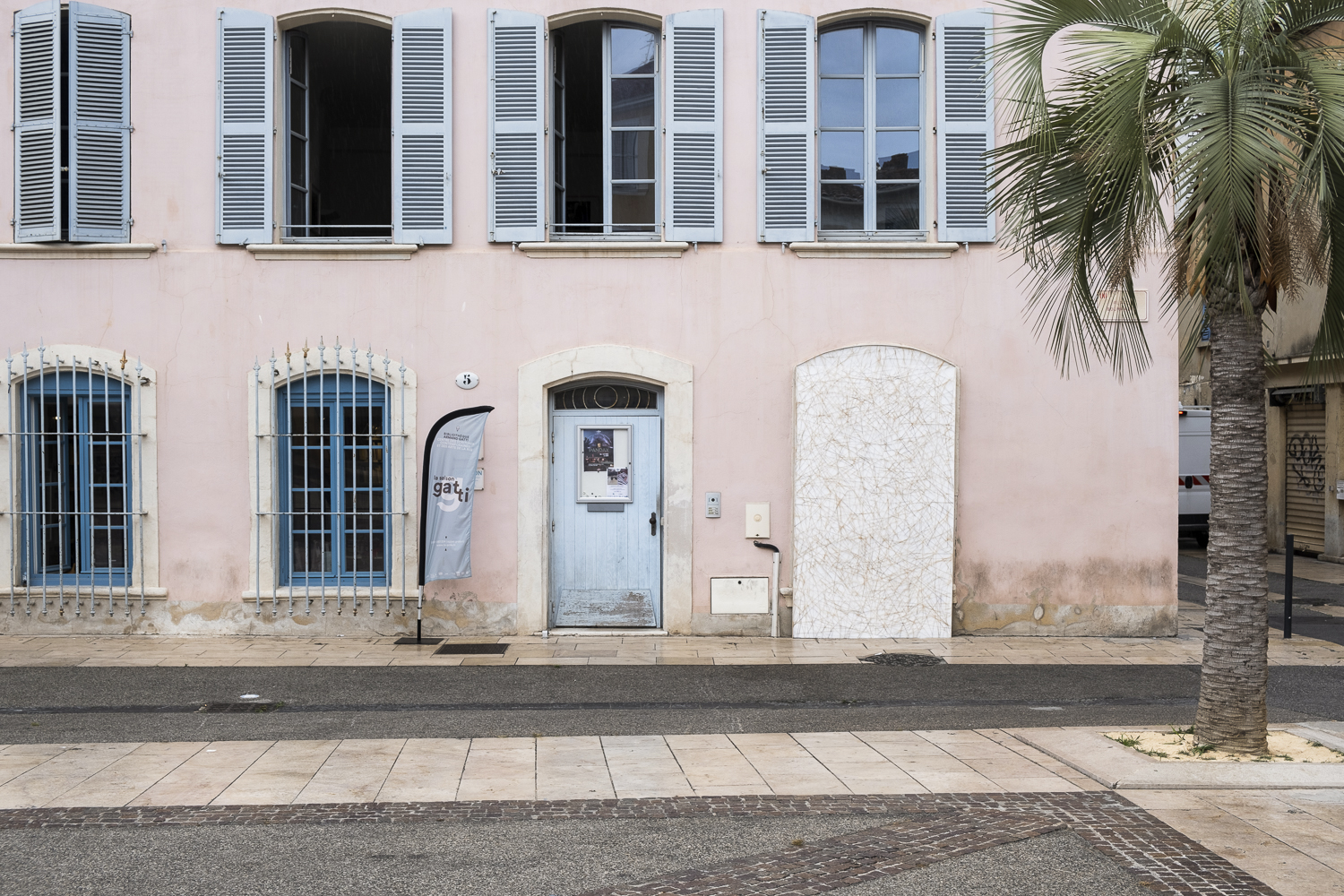 Photographie sur une place d'une ancienne porte ornementée avec des graminées.